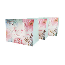 Decoration Shopping Bags Recyclable Flower Pattern Small Gift Bag With Handles Cute Paper Gift Bag